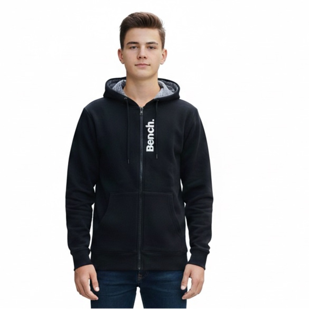 Bench Teen Boy Hoodie Jacket, Size 15/16, Black, Preloved